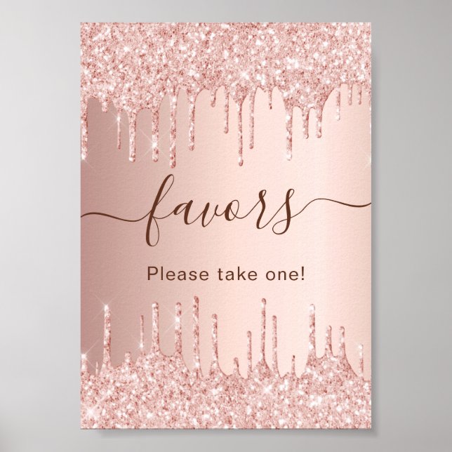 Rose Gold Glitzer Tropfen Gastgeschenke unterzeich Poster (Vorne)