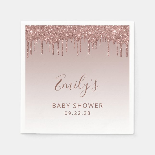 Rose Gold Glitzer Tropfen Girl Baby Dusche Serviette (Vorderseite)
