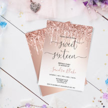 Rose Gold Glitzer Tropfen Girly Modern Sweet 16