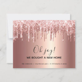 Rose Gold Glitzer Tropfen Glam Moving Ankündigung