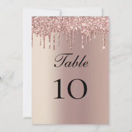 Rose Gold Glitzer Tropfen Hochzeitstisch-Flachkart