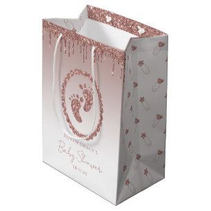 Rose Gold Glitzer Tropfen Kinderdusche Feet Mittlere Geschenktüte