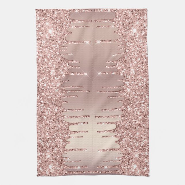 Rose Gold Glitzer Tropfen Küchentuch (Vertikal)