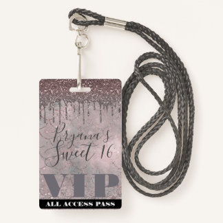 Rose Gold Glitzer Tropfen Mermaid Sweet 16 VIP Pas Ausweis