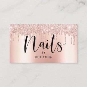 Rose Gold Glitzer Tropfen Metallische, elegante Nä Visitenkarte