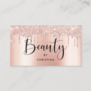 Rose Gold Glitzer Tropfen Metallischer Schönheitss Visitenkarte