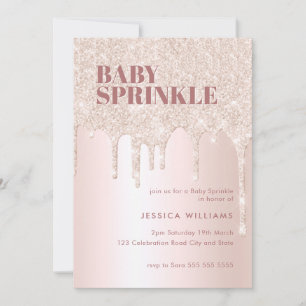 Rose Gold Glitzer Tropfen Pink Girl Oh Baby Sprink Einladung