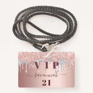 Rose Gold Glitzer Tropfen Pink Silber Vip Ausweis