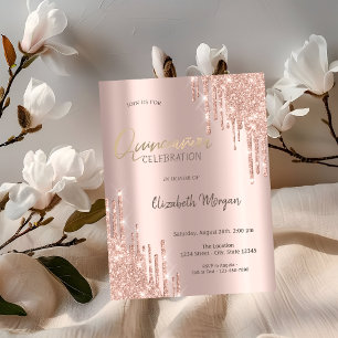 Rose Gold Glitzer Tropfen Quinceañera Einladung