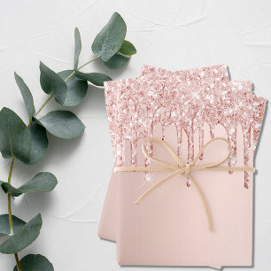 Rose Gold Glitzer Tropfen Rosa Funkelglasur gürtli Geschenkpapier Set