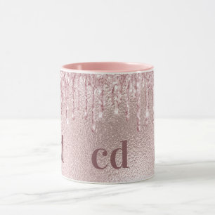 Rose Gold Glitzer Tropfen rosa, kundenspezifische Tasse