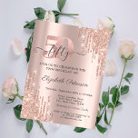 Rose Gold Glitzer Tropfen Rose Gold 50. Geburtstag Einladung<br><div class="desc">Moderne,  schicke und glamouröse Rose Gold Glitzer Tropfen auf einer Rose Gold Hintergrund.</div>