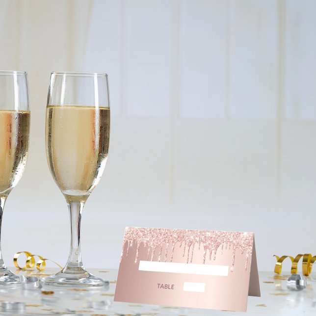 Rose Gold Glitzer Tropfen rot Ballons Geburtstag Platzkarte (Von Creator hochgeladen)