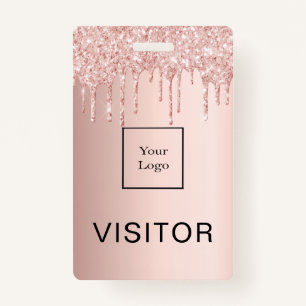 Rose gold Glitzer Tropfen rot Firmenlogo Besucher Ausweis
