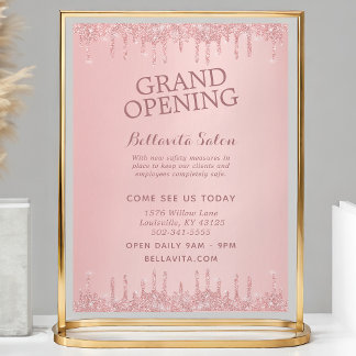 Rose Gold Glitzer Tropfen Salon Grand Opening Flyer