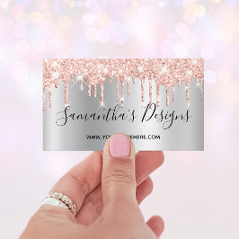 Rose Gold Glitzer Tropfen Silver Ombre Online Stor Visitenkarte