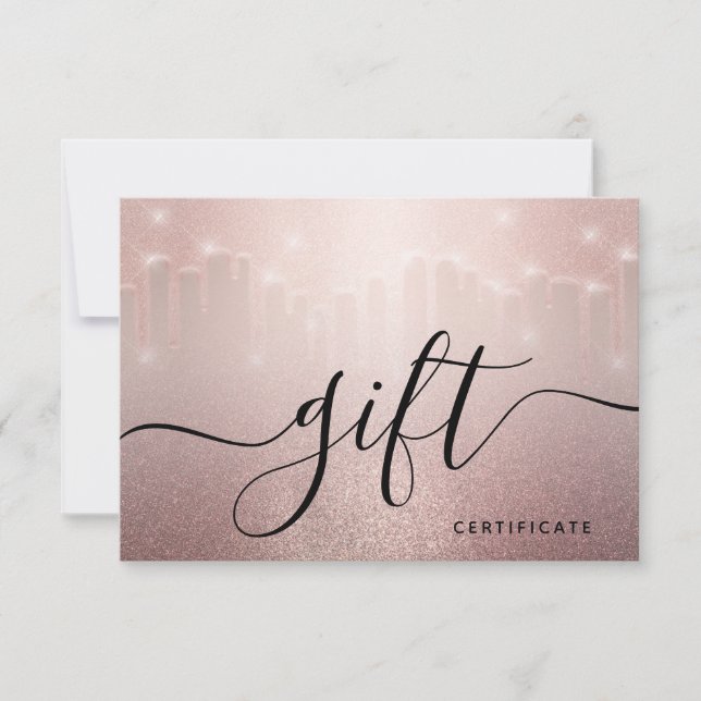 Rose Gold Glitzer Tropfen Stylist Salon Geschenkka (Vorderseite)