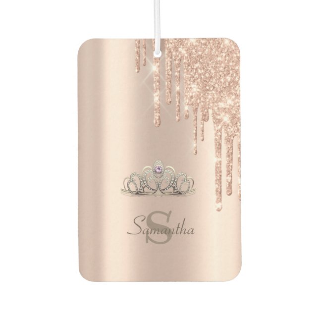 Rose Gold Glitzer Tropfen Tiara Autolufterfrischer (Vorderseite)