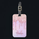 Rose Gold Glitzer Tropfen Unicorn Ombre Mit Monogr Gepäckanhänger<br><div class="desc">Trendy, gürmig Rose Gold Glitzer Tropfen auf ombre Pastelllicht lila, rosa Hintergrund personalisiertes mit Monogramm Design. Dieses Design ist mit rot rosa rosa rosa glänzenden Glitzer-Tropfen auf irisierenden oder ombre Hintergrund pastellfarben, rosa und lila lila oder leichte Pflaumenfarbe. Benutzerdefiniert personalisiert mit Name und Monogramm-Initialvorlage. Der Name wird mit einem hübschen...</div>