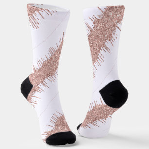 Rose Gold Glitzer Tropfen Weiße Socken