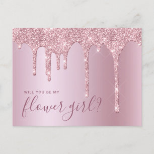 Rose Gold Glitzer Tropfen werden Sie meine Blume M Einladungspostkarte
