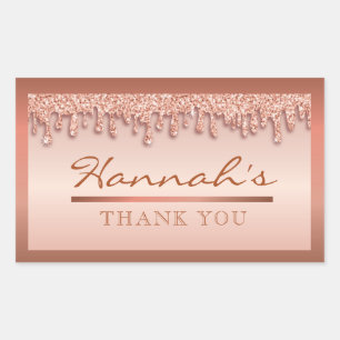 Rose Gold Glitzer-Tropfsticker Baby Shower Rechteckiger Aufkleber