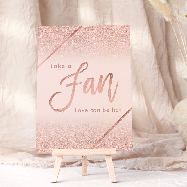 Rose Gold Glitzer Typografie Rosa Schild Einladung (Rose gold glitter typography blush pink sign invitation, fan)