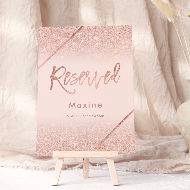 Rose Gold Glitzer Typografie Rosa Schild Einladung (Rose gold glitter typography blush pink sign invitation, reserved)