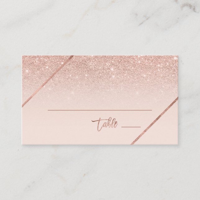 Rose Gold Glitzer Typografie rot Rosa Hochzeit Platzkarte (Vorderseite)