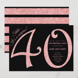 Rose Gold Glitzer Überraschung 40. Geburtstag Part Einladung