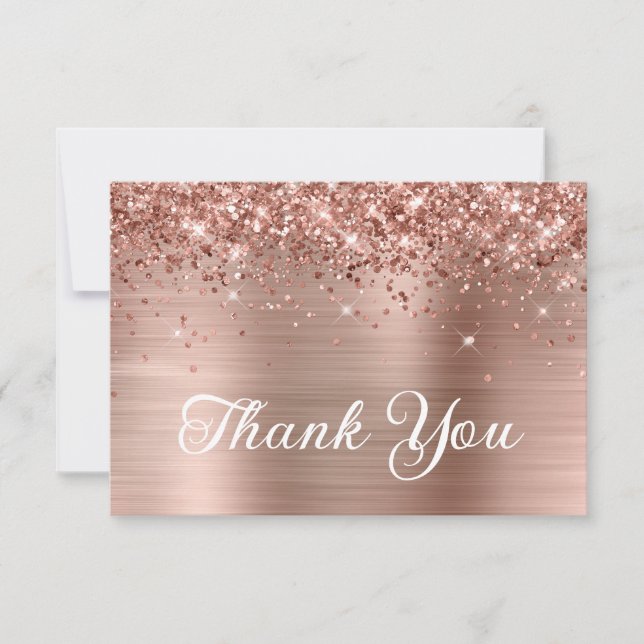 Rose Gold Glitzer und Foil 50. Geburtstag Dankeskarte (Vorderseite)