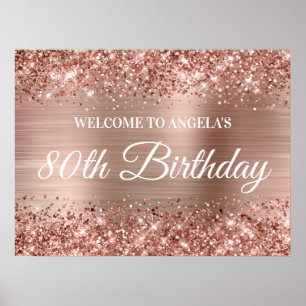 Rose Gold Glitzer und Foil 80. Geburtstag Willkomm Poster