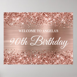 Rose Gold Glitzer und Foil 90. Geburtstag Willkomm Poster