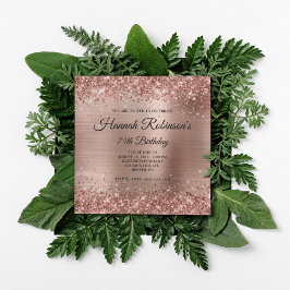 Rose Gold Glitzer und Foil Monogram 75. Geburtstag Einladung