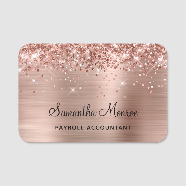 Rose Gold Glitzer und Foil Namensschild (Vorderseite)