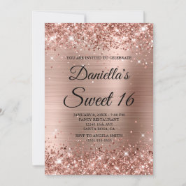 Rose Gold Glitzer und Foil Sweet 16 Einladung