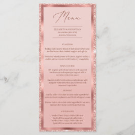 Rose Gold Glitzer und Folie Hochzeitsessen Menükarte
