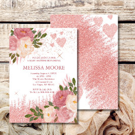 Rose Gold Glitzer und Glam Babydusche Einladung