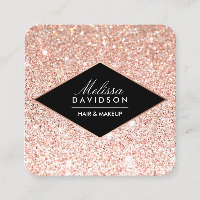 Rose Gold Glitzer und Glamour Schönheit Quadratische Visitenkarte (Vorderseite)