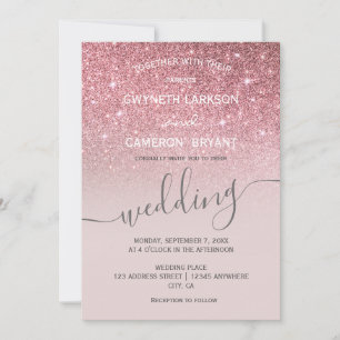 Rose Gold Glitzer und Grauton Tone Einladung
