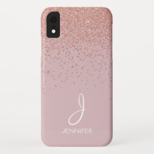 Rose Gold Glitzer und Rosa Mit Monogramm Case-Mate iPhone Hülle