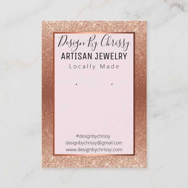 Rose Gold Glitzer und rosa Schmuckkarte Visitenkarte (Vorderseite)