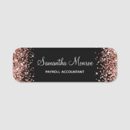 Rose Gold Glitzer und Schwarz Namensschild