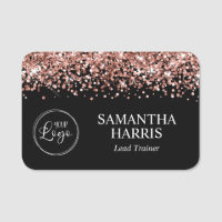 Rose Gold Glitzer und Schwarzes Logo