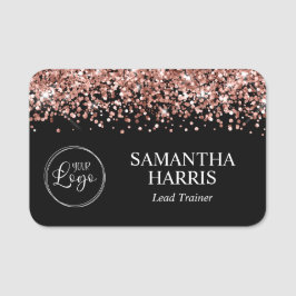 Rose Gold Glitzer und Schwarzes Logo Namensschild