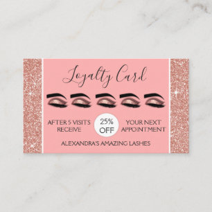 Rose Gold Glitzer und Sparkassen Lashes Treuekarte