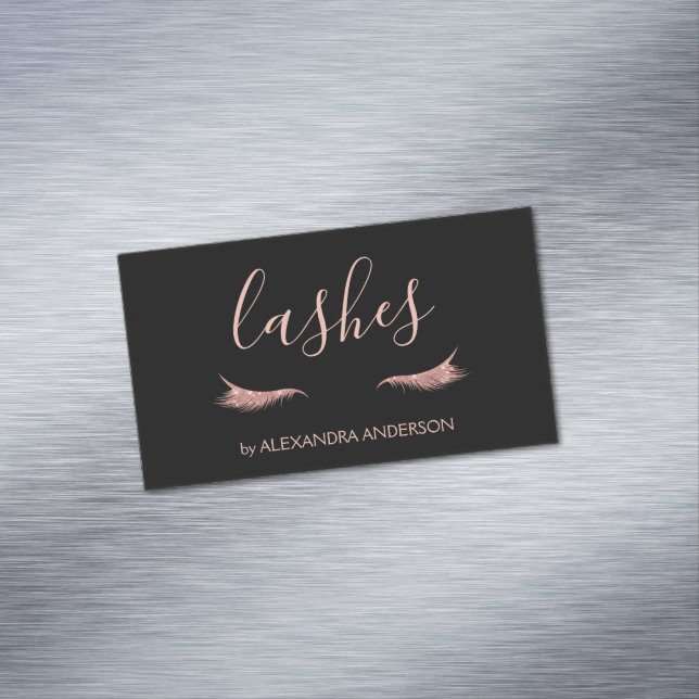 Rose Gold Glitzer und Sparkle Eyelash Extension Magnetische Visitenkarte (Beispiel)