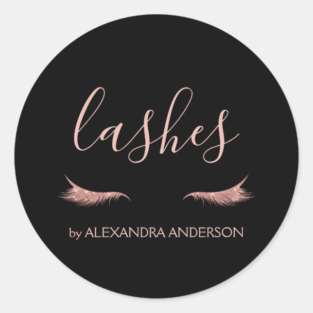 Rose Gold Glitzer und Sparkle Eyelash Extension Runder Aufkleber (Vorderseite)