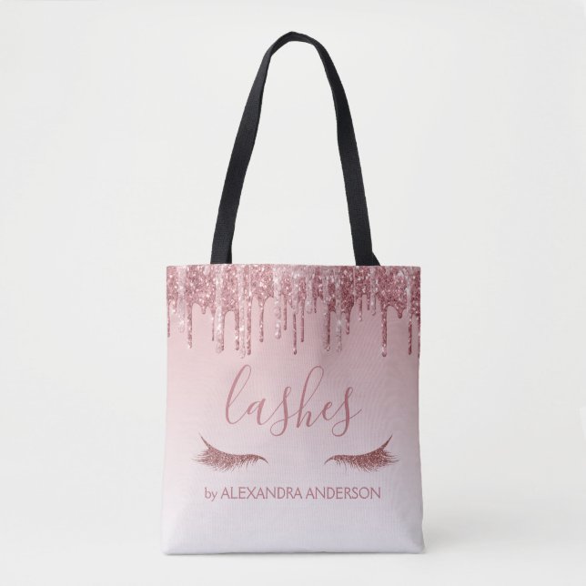 Rose Gold Glitzer und Sparkle Eyelash Extension Tasche (Vorderseite)