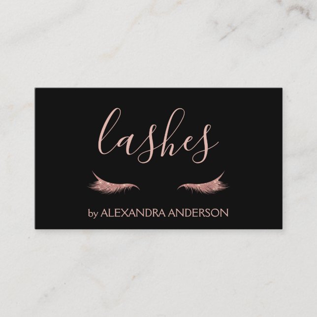 Rose Gold Glitzer und Sparkle Eyelash Extension Visitenkarte (Vorderseite)